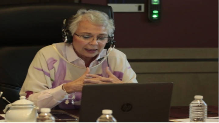 La Secretaria de Gobernación, Sánchez Cordero en reunión virtual, con INAFED