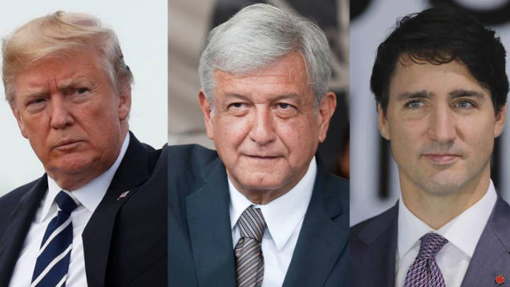 Trump, López Obrador y Trudeau en el marco del T-MEC
